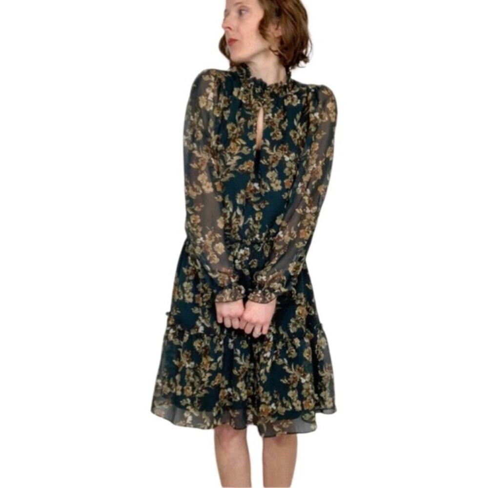 Drew Fern Floral Tiered Cottage Smock Dress